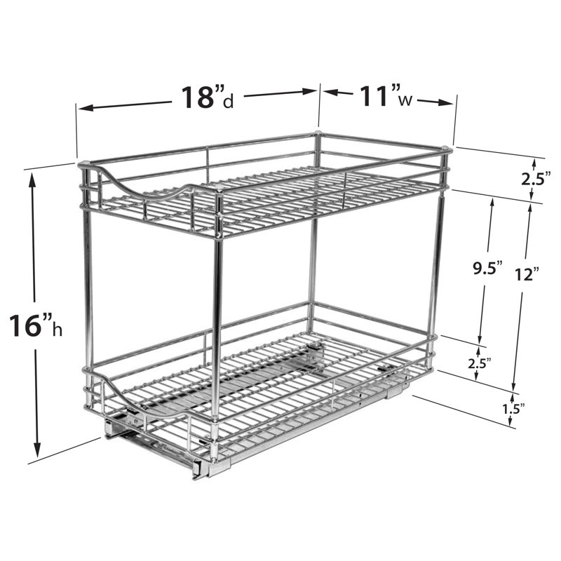 Lynk Roll Out Double Shelf Pull Out Two Tier Sliding Under